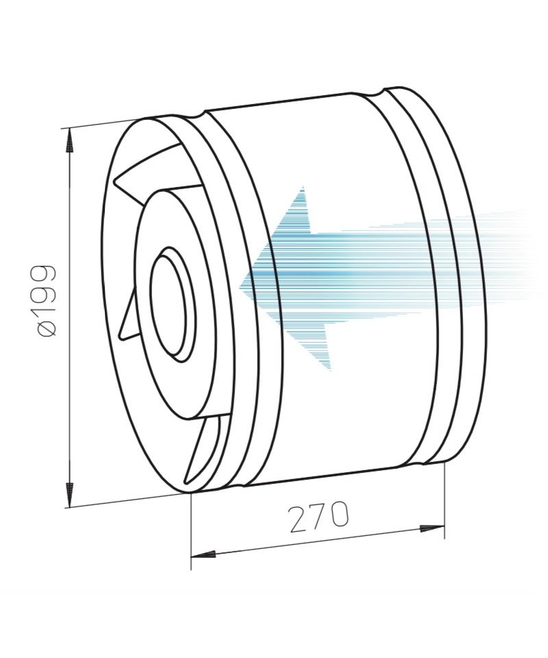 Ventilateur tubulaire réversible REW 200 - Ø 200 mm [- Ventilateurs  centrifuges réversibles pour gaines - HELIOS]
