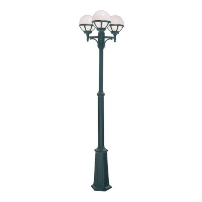 Lampadaire BOLOGNA triple-tête globes opales sur fût télescopique réglable aluminium [ - Eclairage extérieur - Norlys]